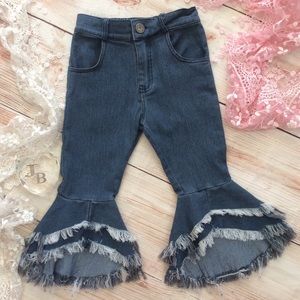 Boutique Girls Denim Frayed Bell Bottoms